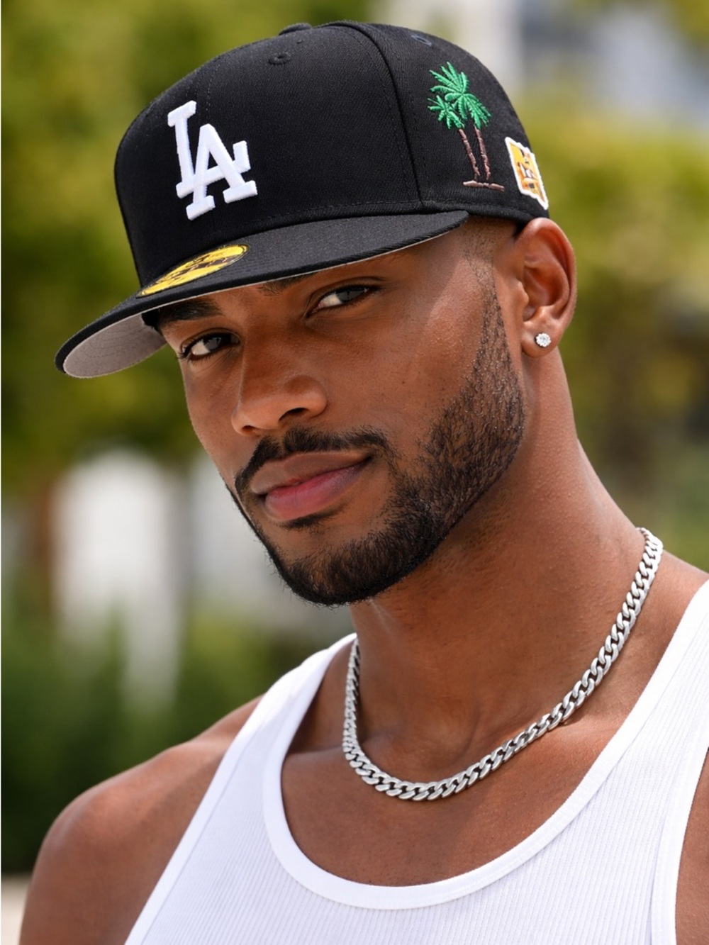 New Era Black LA Embroidered Palm Tree Baseball Hat